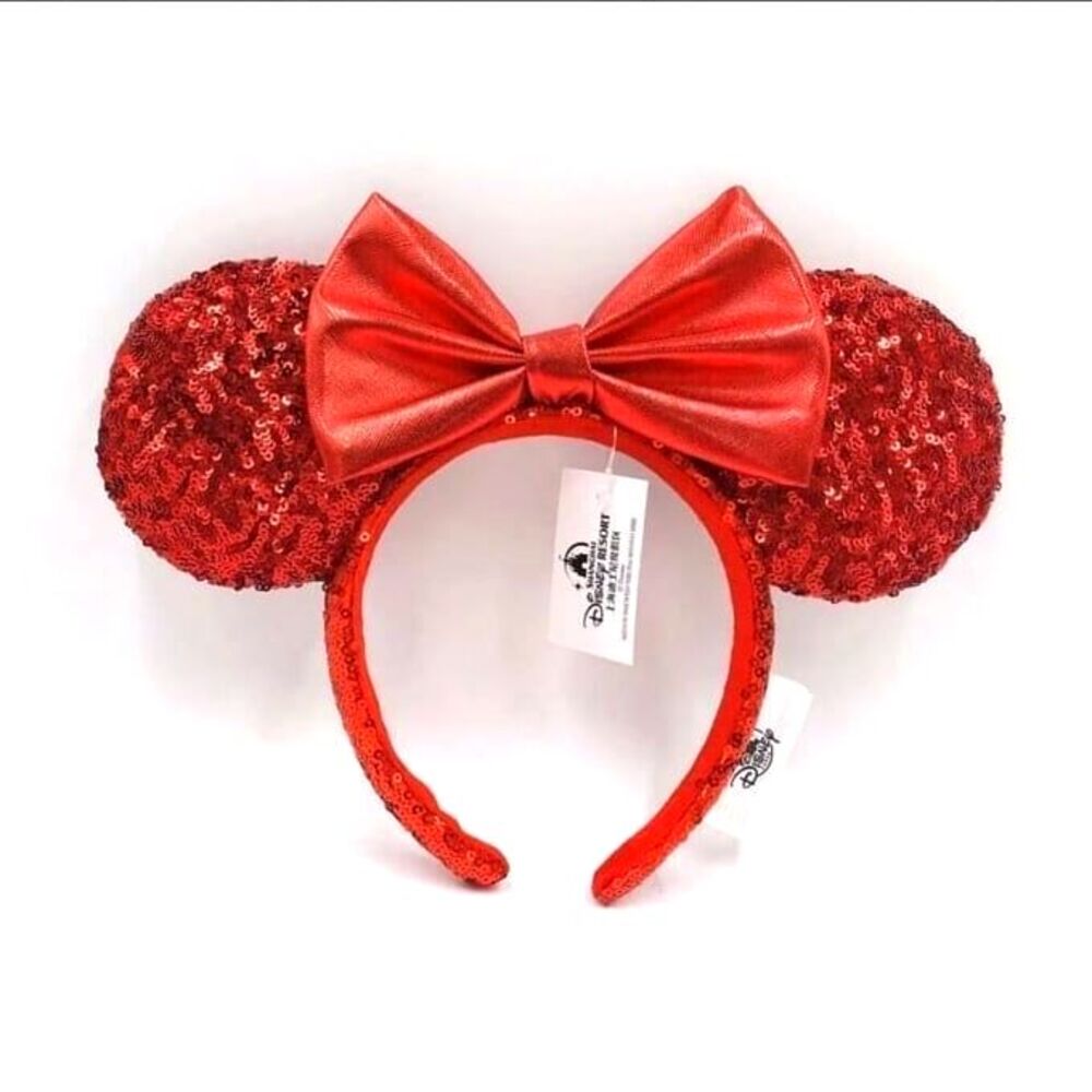 Disney Parks Minnie Ears Mickey Mouse Pirate Red Sequin Headband